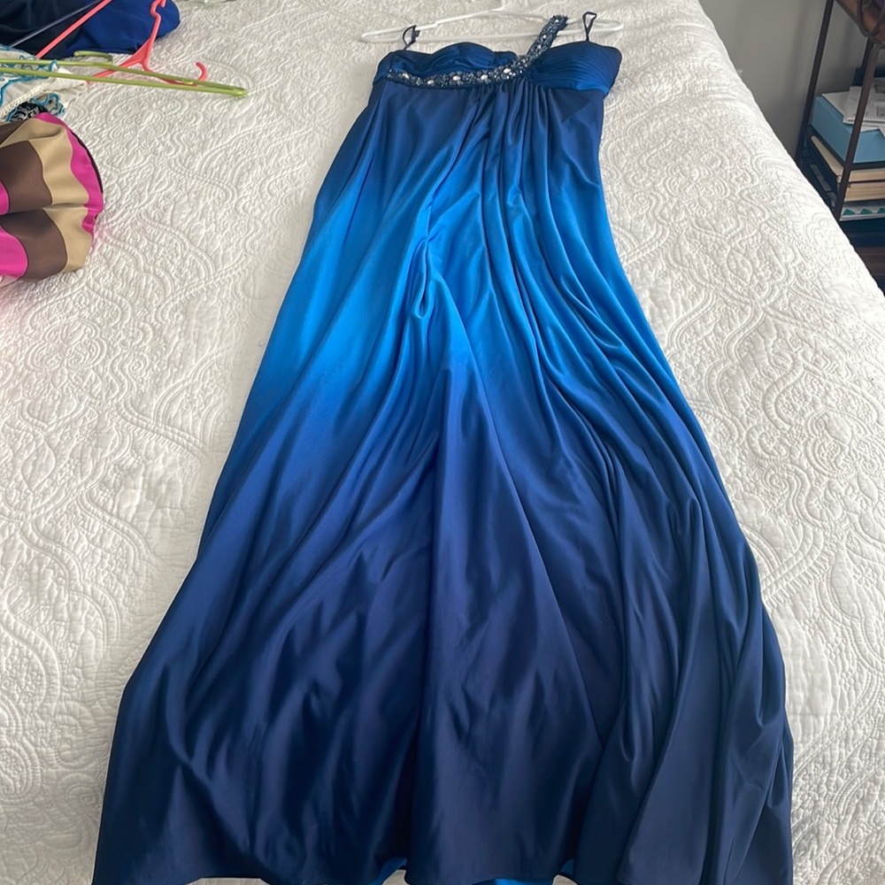 Cache Blue ombré one strap formal dress